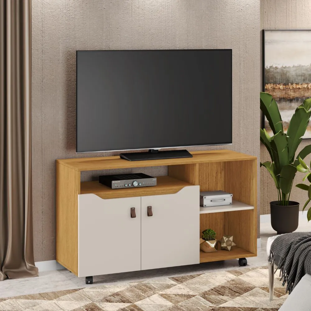 Rack 2 ptas. c/ruedas agarr. cuero SE. Muebles y Decoración Modular y rack