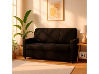 Medidas: Ancho: 166 cm  Alto: 92 cm %u2022 Profundidad: 80 cm  Materiales:  Estructura 100% en madera de eucalipto reforestada  Tapizado en tela resistente, suave al tacto y de f&aacute;cil mantenimiento Color: negro