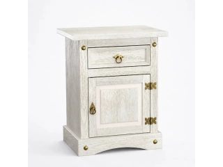  2 colores blanco o Marron. Cuenta con 1 caj&oacute;n. Con puerta. 100 % Madera . Aceitinada . con detalles gaspeada.