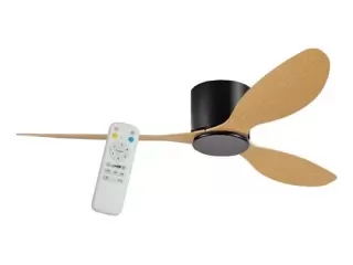 Cantidad de aspas: 3. Voltaje: 220V. Diámetro: 1.32 m. Color de las aspas: Madera. Color de la estructura: Negro. Seis velocidades ajustables para mayor personalización. Control remoto incluido para facilidad de uso. Modos de sueño y vacaciones para mayor Cantidad de aspas: 3. Voltaje: 220V. Diámetro: 1.32 m. Color de las aspas: Madera. Color de la estructura: Negro. Seis velocidades ajustables para mayor personalización. Control remoto incluido para facilidad de uso. Modos de sueño y vacaciones para mayor