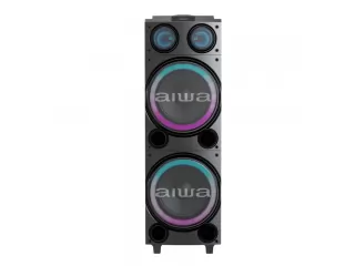 Torre de Sonido Bluetooth AIWA 1000W PMPO TWS Luces LED | AWPOC14 -Disfrut&aacute; la potencia de la Torre de Sonido AIWA AWPOC14 con 100W RMS, doble woofer de 10", caja de madera y ecualizador de 10 modos. Conect&aacute; v&iacute;a Bluetooth TWS, arm&aacute; tu fiesta con luces LED