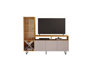 Home tv c/ cristalero 3 estantes   3 puertas ciegas. 3 Patas de metal. Medidas 1.52 mts. altura. 1.80 mts. largo. 0.43 cm prof. 
