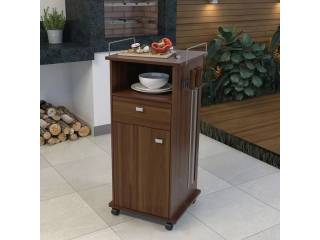 Descripcion: Medidas	105 cm altura.  0.51 cm frente. 0.45 cm ancho. Color casta&ntilde;o oscuro. Con ruedas.