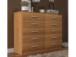 Descripcion: Dimensiones: 92cm de alto x 120cm de ancho x 40cm de profundidad. El material del cuerpo es mdp y el material de los cajones es mdp. Color blanco, castaño.