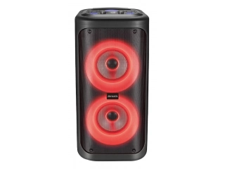 Descripcion: Es manos libres. Tipo de parlante: subwoofer. Apto para uso en exteriores. Con conectividad bluetooth. Tiene luces led. Función de karaoke incorporada. Batería recargable y cargador incluido. Potencia de 30W. Conector de entrada: USB. Lugar d