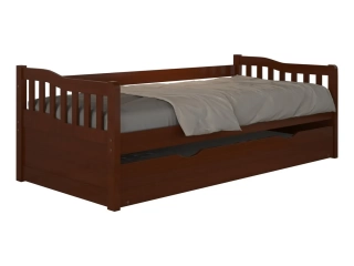 Descripcion: COLORES MADERA CAOBA O BLANCO. Ideal para Dormitorio o Living - Cama para colchón de 090 x 190 - Cama inferior Auxiliar con Ruedas - Laterales tipo Posa brazos con Tablero - Baranda posterior para apoyo de Posibles Almohadones o Baranda de Se