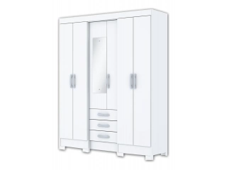 Descripcion: COLOR BLANCO CON PATAS  Ropero 6 puertas / 3 cajones Estantes y percheros Incluye Espejo Medidas: 205 Cm Ancho: 163 Cm Profundidad: 47 Cm