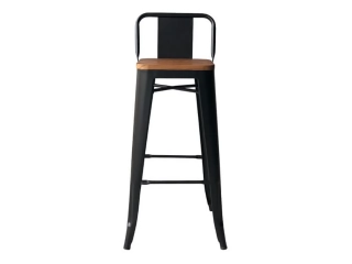 Descripcion: Color de la estructura de la silla: Negro. Estructura de metal y patas de madera. Con tapizado de madera. Peso máximo soportado: 160kg. Medidas: 95cm de alto x 42cm de ancho x 42cm de profundidad.