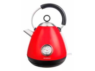 Diseño vintage. Potencia: 2200 W. Capacidad: 1,7 L. Termómetro para un exacto control de temperatura. Acero Inoxidable con filtro y con visor medidor. Marca especial (80 °C), temperatura ideal para mate. Corte automático al momento de ebullición. Filtro i