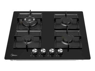 Descripcion: %u2022 Placa de vidrio templado negro %u2022 Encendido a una mano %u2022 Tipo de gas: GLP (instalado)/GN %u2022 Kit de conversión %u2022 Termocupla %u2022 Material de las rejillas: Hierro fundido %u2022 4 hornallas: 1 triple corona, 2 semi rá