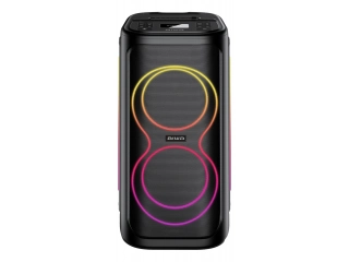 Descripcion: Voltaje: 220V. Tipo de parlante: woofer. Apto para uso en exteriores. Con conectividad bluetooth. Tiene luces led. Función de karaoke incorporada. Batería recargable. Potencia de 80W. Viene con un micrófono de accesorio. Conector de entrada: 