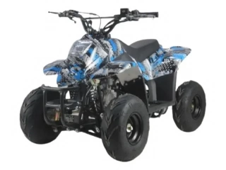 Colores: azul, verde, amarillo, verde militar.  Descripción y detalle de componentes: - Motor: Monocilíndrico 4T 110cc. - Tipo de Embriague: Automático. - Arranque: Eléctrico. - Capacidad combustible de tanque: 2,65lts. - Rodado delantero: 145/70-6. - Lla