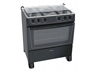 Descripcion: COLOR : NEGRO, TITANIUM Y BLANCO. Cantidad de hornallas: 5. Voltaje: 220V. Tipo de puerta del horno: Con visor. Cocina de pie. Posee 5 hornallas. Tipo de encendido: electrónico. Dimensiones: 75.9cm de ancho, 88.5cm de alto y 57.3cm de profund