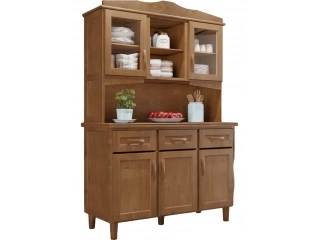 Fabricado en: madera. Dimensiones: 1.33m de ancho, 1.97m de alto y 50cm de profundidad. Cantidad de estantes: . Peso máximo soportado del estante: . Cantidad de puertas: 5. Cantidad de cajones: 3.