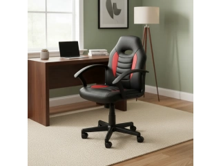 Material del tapizado: Cuero sint&eacute;tico Posee altura ajustable. C&oacute;modos apoyabrazos. Tiene apoya cabeza. Con ruedas. Giratoria. Material del relleno: espuma. Peso m&aacute;ximo soportado: 120kg.