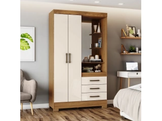 Ropero de excelente calidad Estructura 100% en MDP 2 Puertas 3 Cajones Incluye Espejo