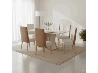 Calidad	Premium Capacidad	6 personas Dise&ntilde;o	Elegante y contempor&aacute;neo   Medidas  Componente	Caracter&iacute;stica	Medida	Unidad Mesa	Altura	80	cm Mesa	Ancho	160	cm Mesa	Profundidad	90	cm Sillas	Altura	97	cm Sillas	Ancho	47	cm Sillas	Profundidad	64	cm