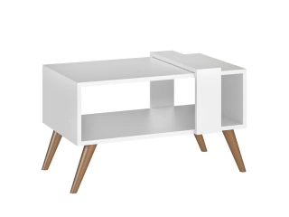 Mesa de Centro Retro en MDP 15mm. Dise&ntilde;o escandinavo con patas estilizadas s&iacute;mil madera que brindan estabilidad y estilo. Medidas: 67x39x39cm. Ideal para organizar con un toque chic. &iexcl;Blanco o Negro!