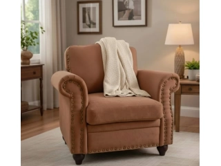 Color de las patas: Madera Es reclinable: No Material del tapizado: Cuero  Cantidad de cuerpos: 1 Dimensiones: 98cm de ancho, 87cm de alto y 87cm de profundidad. Estilo cl&aacute;sico. CON TACHUELA.