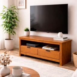 Rack TV LIANO 2 Cajones Blanco Roble