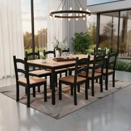 Juego de comedor mesa + 8 sillas Madera MEX.DEL.