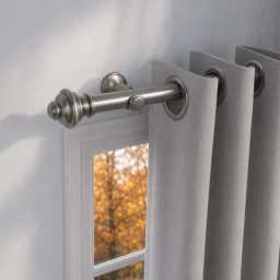 Barrote cortina Metal EUROMETAL 2 Mts. + 2 soportes Color Gris.	