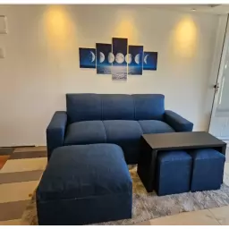 Juego living COMBO SOFA 3 Cuerpos + ISLA + MESA + 2 PUFF