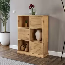 Estanter�a Biblioteca 3 Puertas L�nea Valenciana Madera Natural