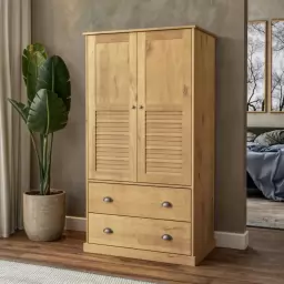 Ropero 2 Puertas 2 Cajones L�nea Valenciana Madera Natural