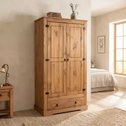 Ropero 2 puertas 1 Cajón Madera MEXICANO Nogal RU.