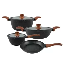 Bateria de cocina 7 Piezas CUORI PRETO Marmol y Titanio