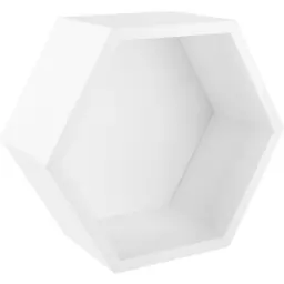 Estante de MDF hexagonal blanco 27 x 23,4 x 12 cm