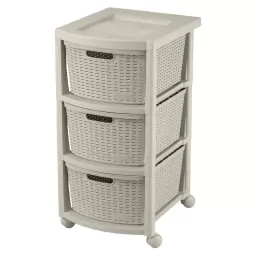 Cajonera organizadora de rat�n 3 cajones taupe S.