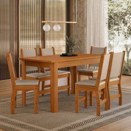 Juego de comedor mesa + 6 sillas tapizadas