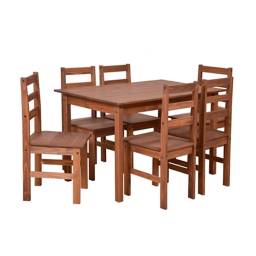 Juego de comedor mesa + 6 sillas Madera MEX.
