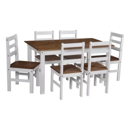 Juego de comedor mesa + 6 sillas BLA. Mex.