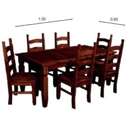 Juego de comedor Mesa + 6 sillas Texturado Bla.Madera