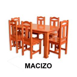 Juego de Comedor mesa + 6 sillas Madera nac.