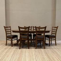 Juego de comedor mesa Extensible Brighton 6 sillas tapiz.