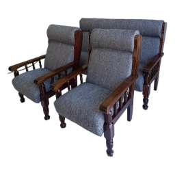 Juego de living 3+1+1 Madera tapizado