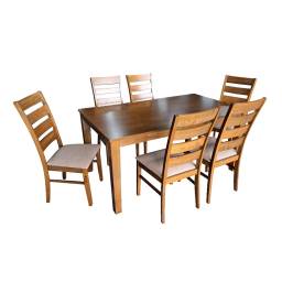 Juego de comedor mesa + 6 sillas Madera maciza Walnut 