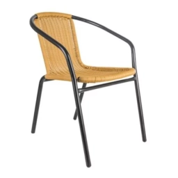 Silla Jardn simil ratan, metal c/ Posabrazos apilable