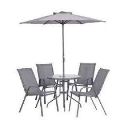 Juego de comedor exterior Nairobi de acero 6 piezas gris