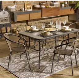 Mesa de exterior de vidrio templado negra