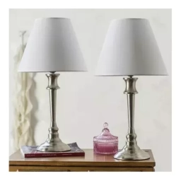 Pack 2 lmparas de mesa Lillie 1 luz E27 de metal y tela