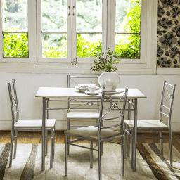 Juego de comedor mesa + 4 sillas metal