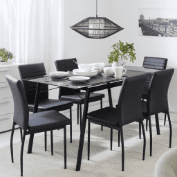Juego de comedor mesa 1.60 cm + 6 sillas tapizadas
