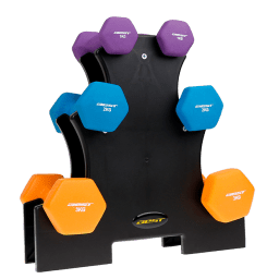 Set de MANCUERNAS BEST CON STAND NEGRO 12kg.