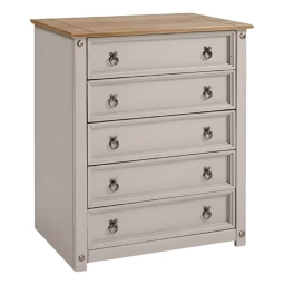 Comoda 5 Cajones MADERA MEX GRIS C.