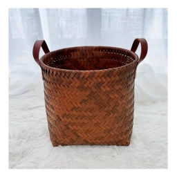 Canastos de mimbres Manijas de cuero 29 x 31 cm